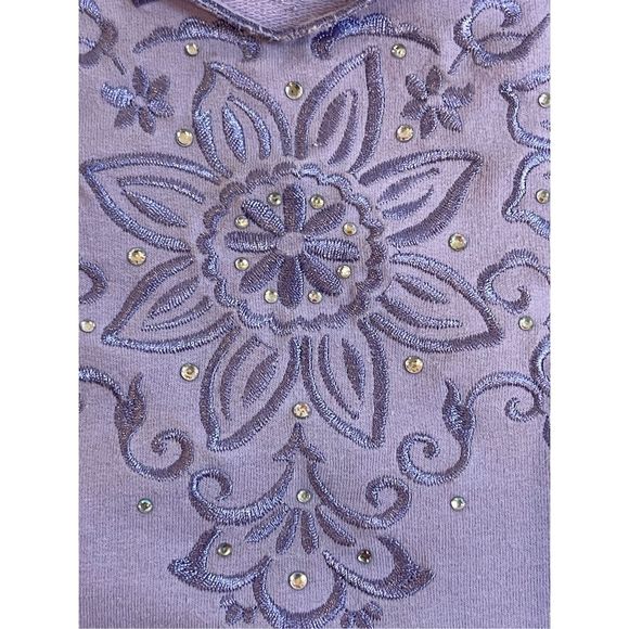 Quacker Factory purple short sleeve embroidered beaded blouse 2X - Picture 7 of 7